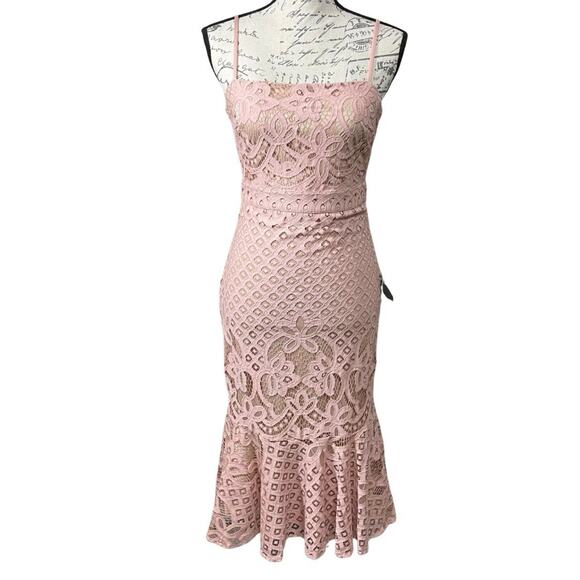 Lulus Dresses & Skirts - Lulus UNLIMITED LOVE Lace Trumpet Midi Dress Size S Pink Spaghetti Straps NEW